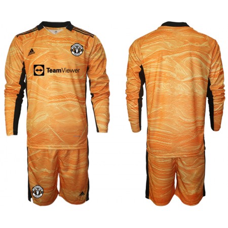 Fotbalový Dres Manchester United Brankářské Dětské Domácí 2021/22 Dlouhý Rukáv